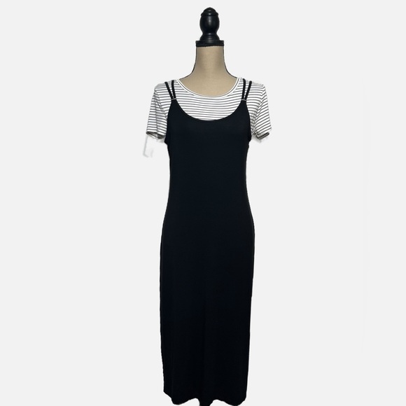 Calvin Klein Layered T Shirt Tank Midi Dress with Side Split Womens size XS - Picture 1 of 6